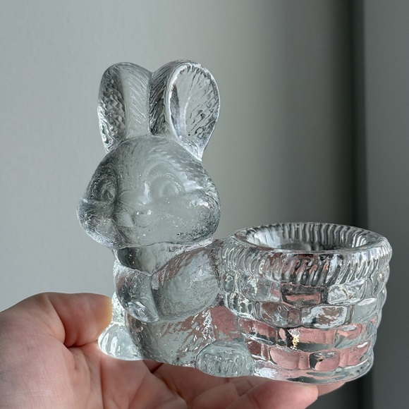 Vintage Anthropomorphic Easter Bunny Rabbit Candle Holder Goebel Crystal Glass - Picture 2 of 16